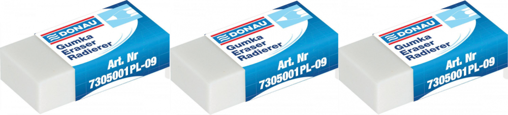 3x gumka ołówkowa Donau 41x21x11mm, biała
