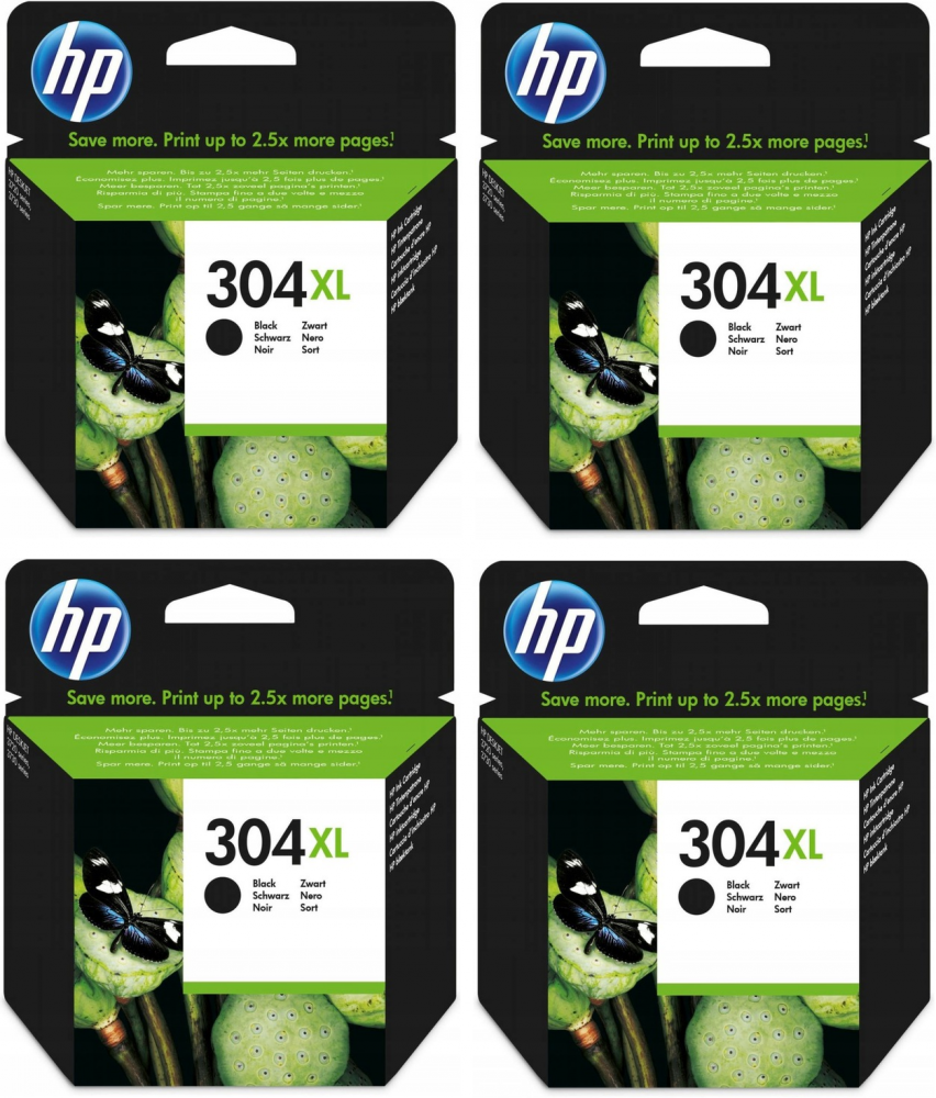4x Tusz HP 304XL (N9K08AE), 300 stron, 5.5ml, black (czarny)