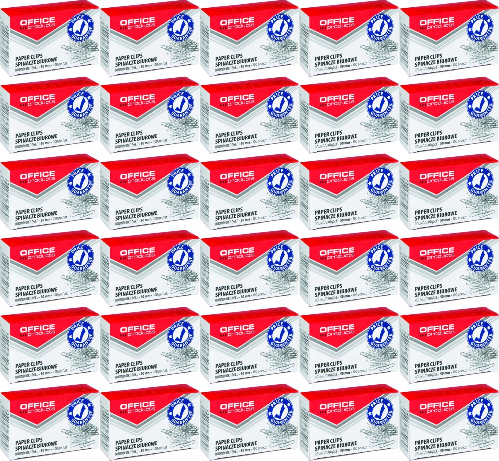 100x Spinacz okrągły Office Produsts, 50mm, 100 sztuk, srebrny