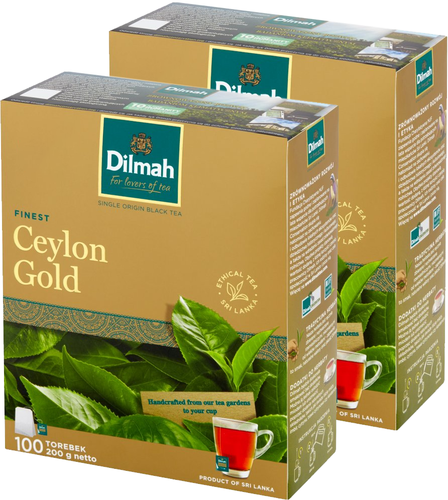 2x herbata czarna w torebkach Dilmah Ceylon Gold, 100 sztuk x 2g