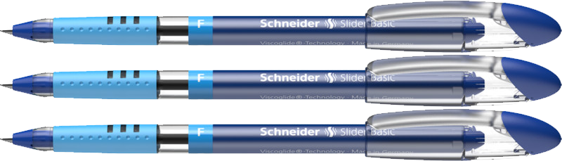 3x długopis Schneider, Slider Basic, F, niebieski