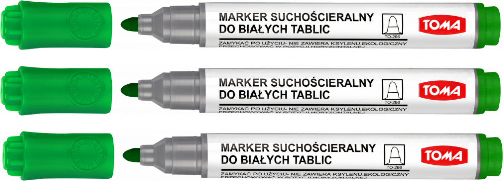 3x marker suchościeralny Toma TO-266, okrągła, 2mm, zielony