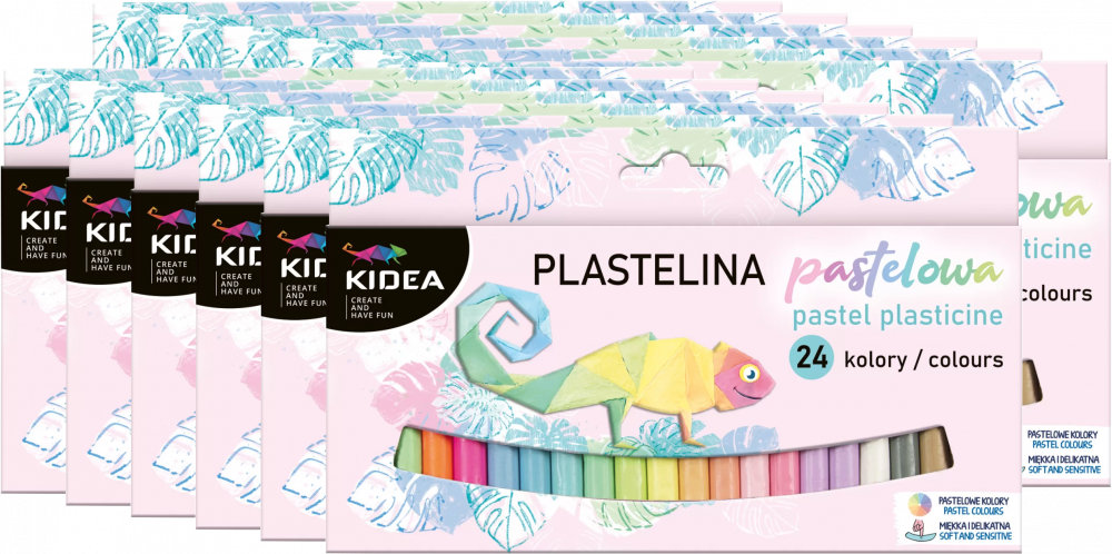 12x Plastelina Kidea, 24 sztuki, mix kolorów pastelowych