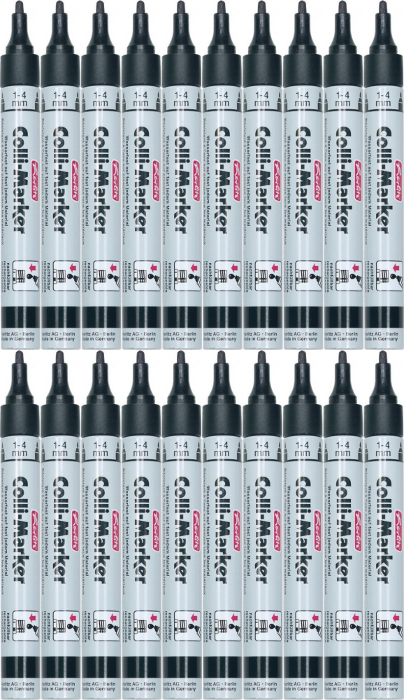 20x Marker permanentny Herlitz Colli, okrągła, 1- 4mm, czarny
