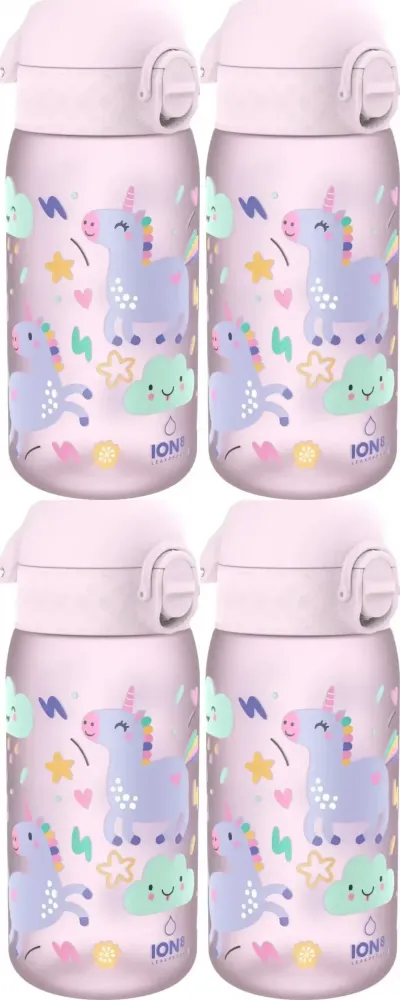 4x Bidon ION8 Unicorns, recyclon/tritan, 350ml, różowy
