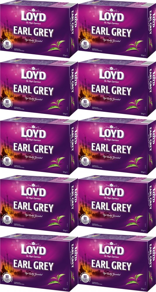 10x Herbata Earl Grey w torebkach Loyd, 80 sztuk x 1.5g
