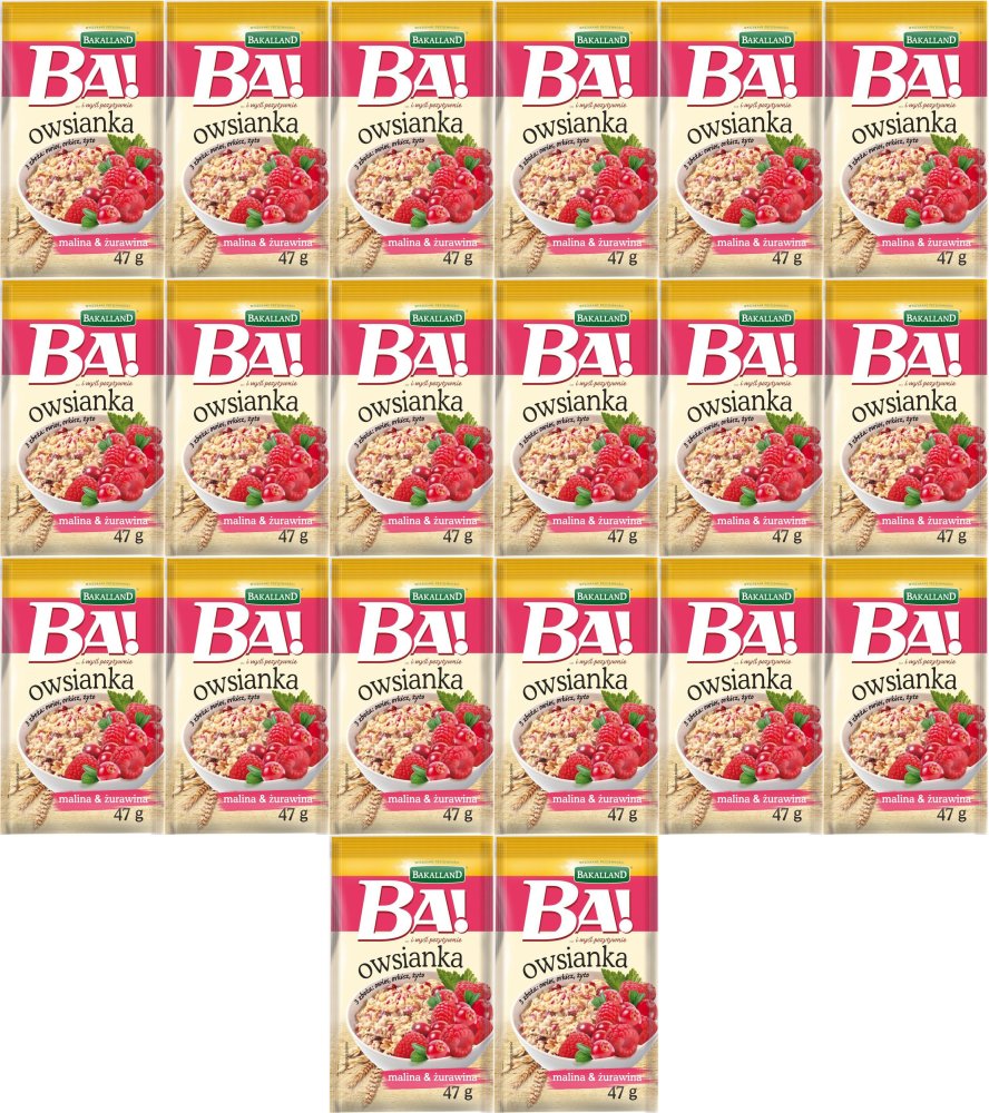 20x Owsianka z maliną i żurawiną Bakalland, 47g