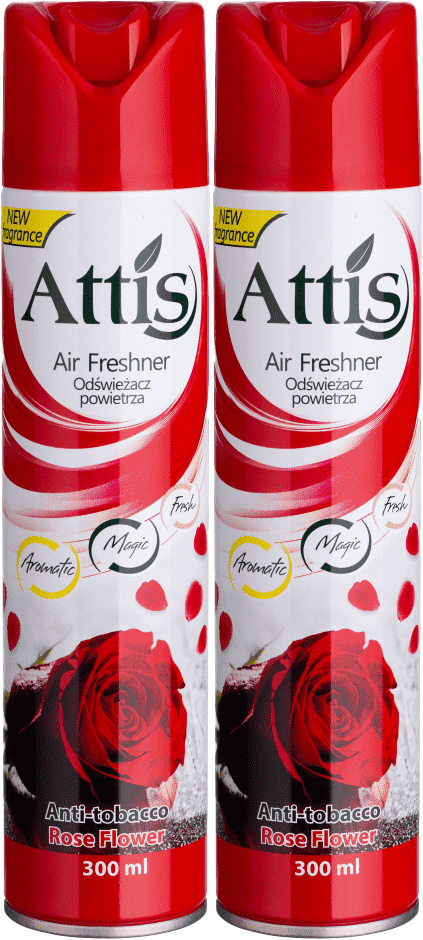 2x Odświeżacz powietrza Attis Gold Drop, spray, Anti Tabacco Rose Flower, 300ml