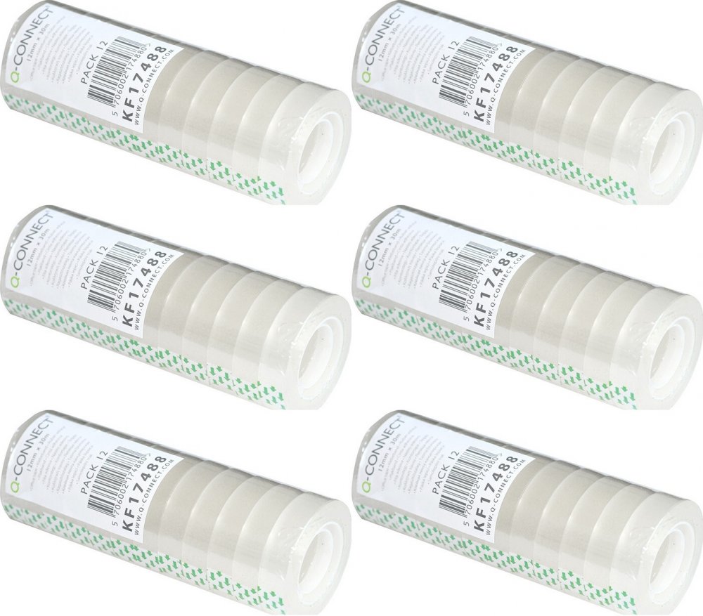 6x Taśma klejąca Q-Connect, 12mmx30m, 12 sztuk, przezroczysty