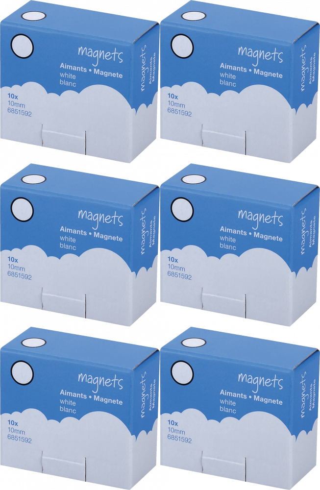 6x Magnesy Viking, 10mm, 10 sztuk, biały