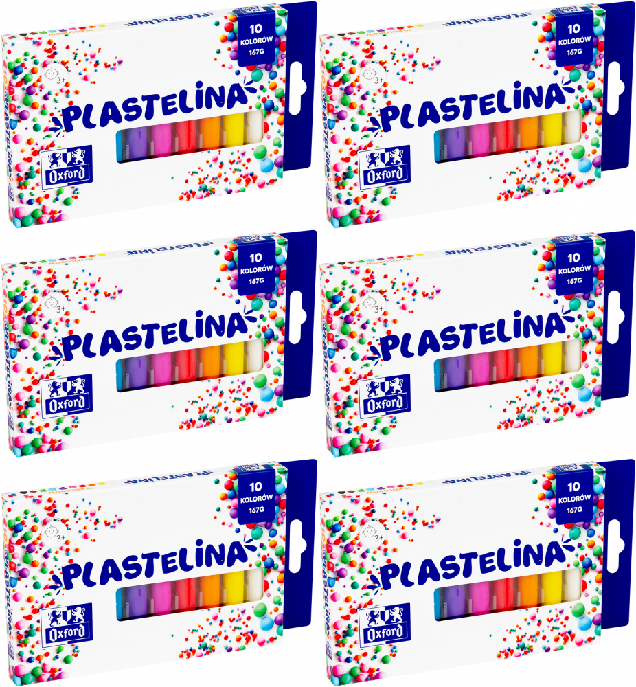 6x Plastelina Oxford mix kolorów, 10 kolorów, 167g