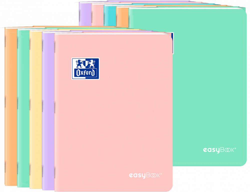 10x Zeszyt w kratkę Oxford easyBook, A4, 60 kartek, mix kolorów pastelowych