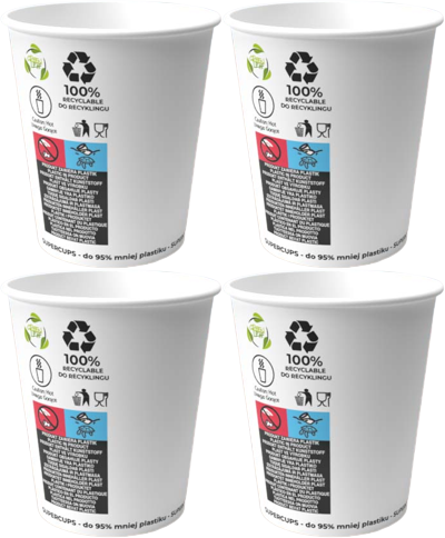 4x Kubki jednorazowe Click Pack, 400ml, papier, 50 sztuk, biały SUP