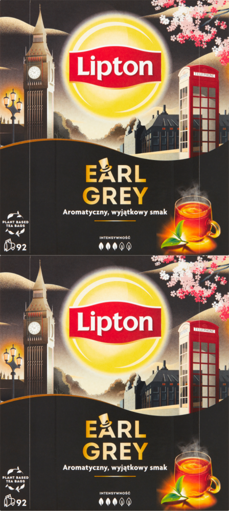 2x Herbata Earl Grey w torebkach Lipton, 92 sztuki x 1.5g