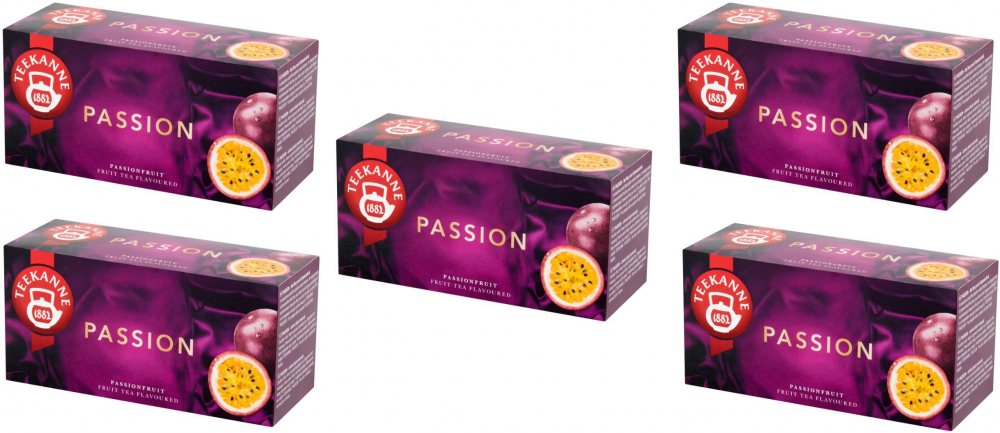 5x Herbata owocowa w kopertach Teekanne Passion, marakuja, 20 sztuk x 2.25g
