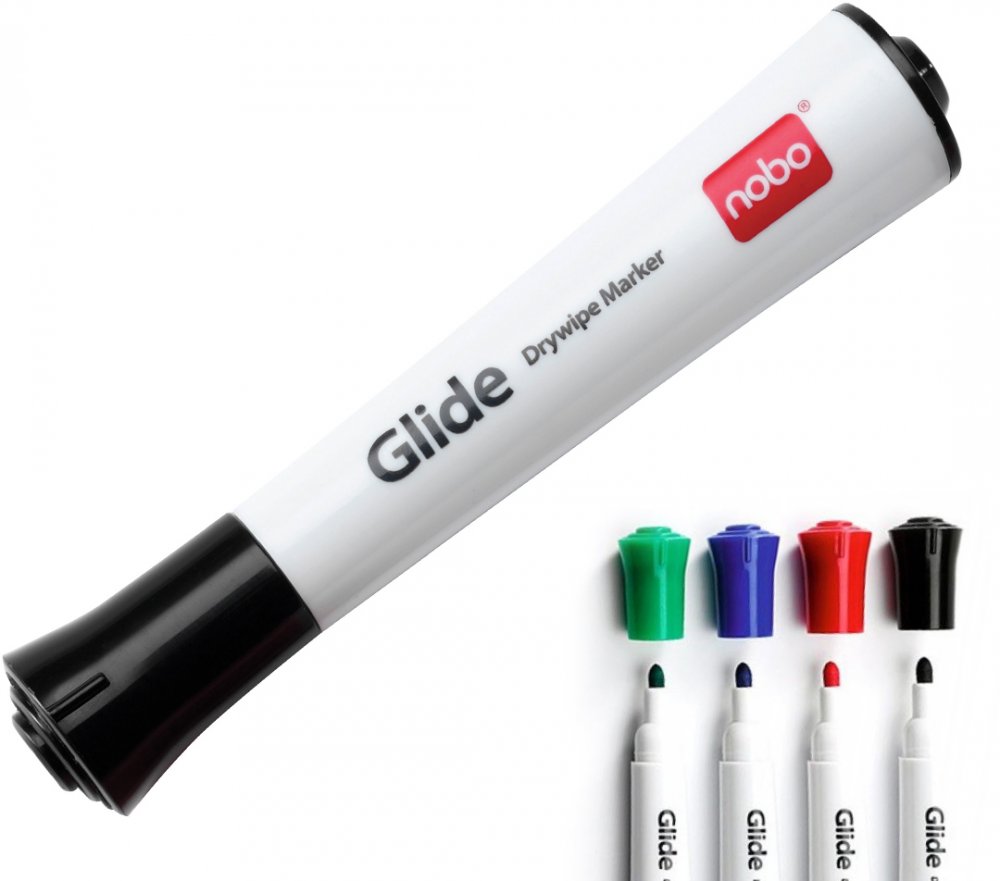 Marker suchościeralny Nobo, Glide, 3mm, 4 sztuki, mix kolorów