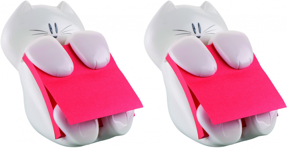 2x Podajnik do karteczek samoprzylepnych Post-it, Kotek (CAT-330)+ notes 100 karteczek, biały