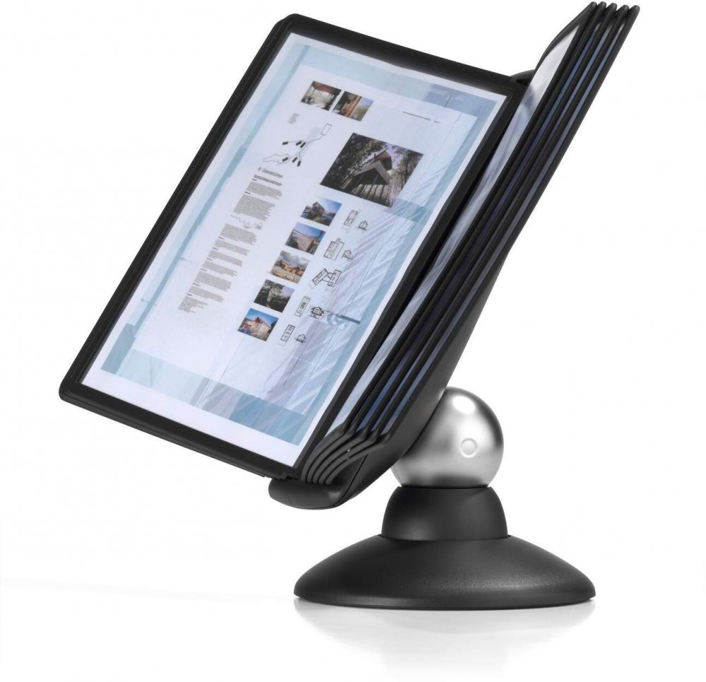 System paneli informacyjnych Durable Sherpa Motion Table 10, stołowy, obrotowy, A4, 10 paneli, czarny