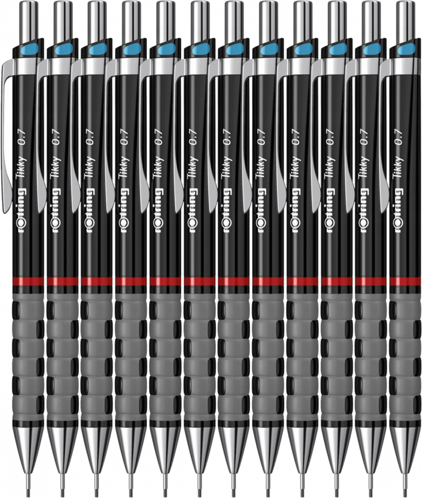 12x Ołówek automatyczny Rotring Tikky III, 0.7 mm, z gumką, bordowy