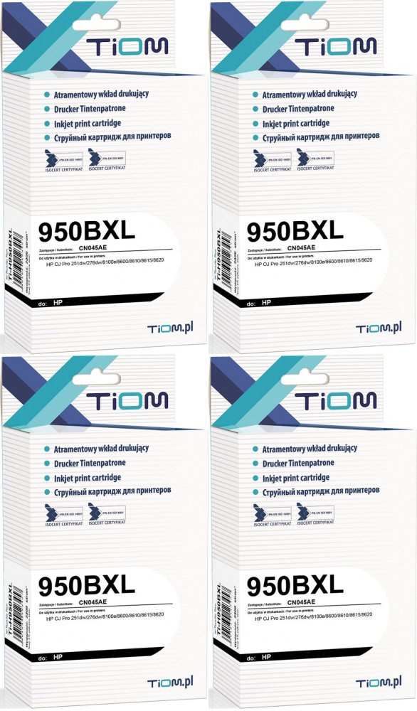 4x Tusz Tiom Ti-H950BXL (CN045AE), 2300 stron, black (czarny)