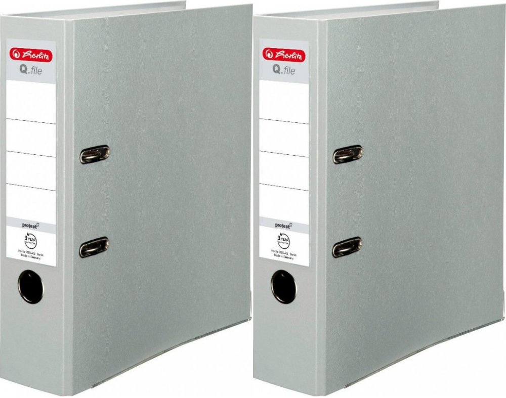 2x Segregator A4 Herlitz Q.file, 80mm, szary