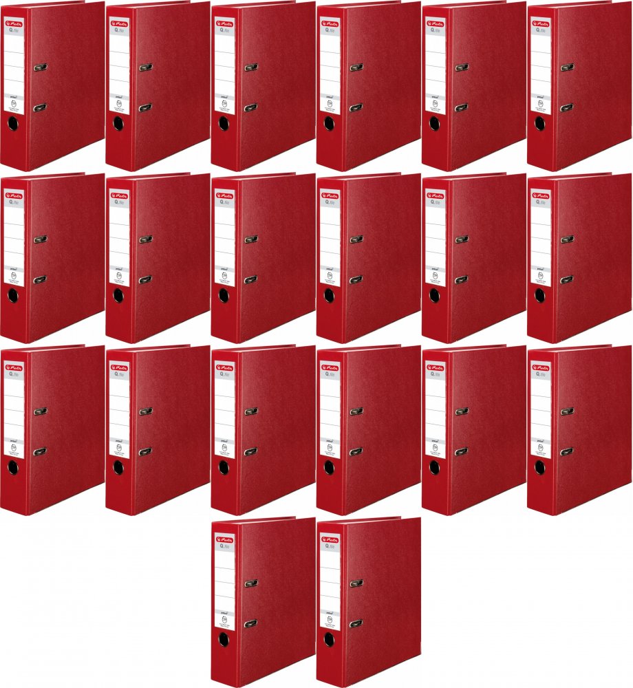 20x Segregator A4 Herlitz Q.file, 80mm, czerwony