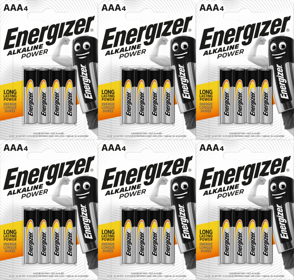 6x Bateria alkaliczna Energizer, AAA, 1.5V, LR03, 4 sztuki