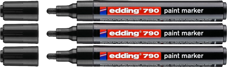 3x Marker olejowy edding, 790, okrągła, 2-3mm, czarny
