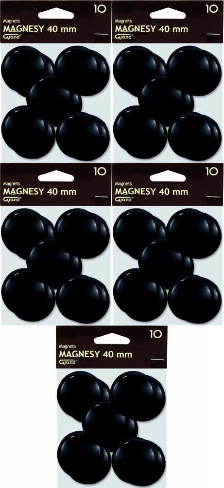 5x Magnes Grand, 40mm, 10 sztuk, czarny