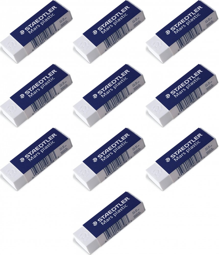 10x Gumka kreślarska Staedtler, 65x23x13mm, biały