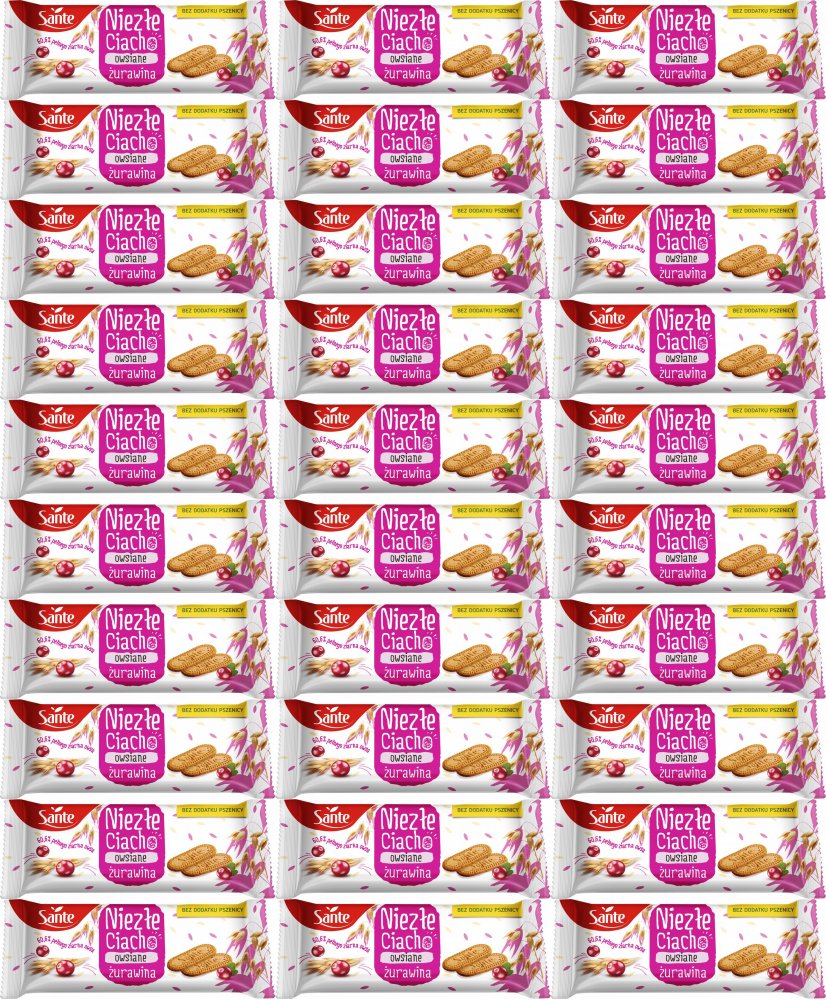 40x Ciastka owsiane Sante, żurawinowy, 30g