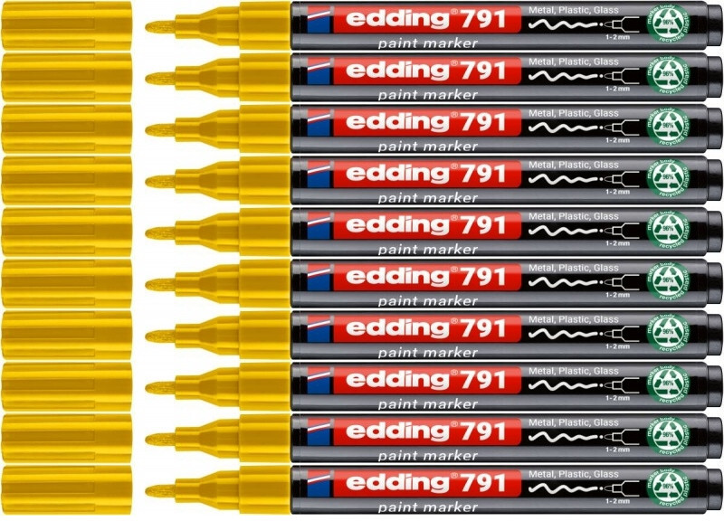 10x Marker olejowy edding e-791 PCR, okrągła, 1-2 mm, żółty