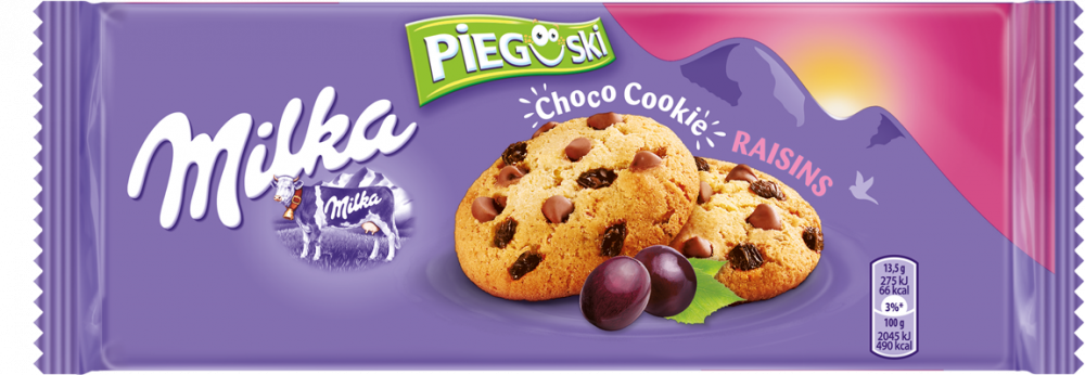 Ciastka Pieguski Milka, z rodzynkami, 135g
