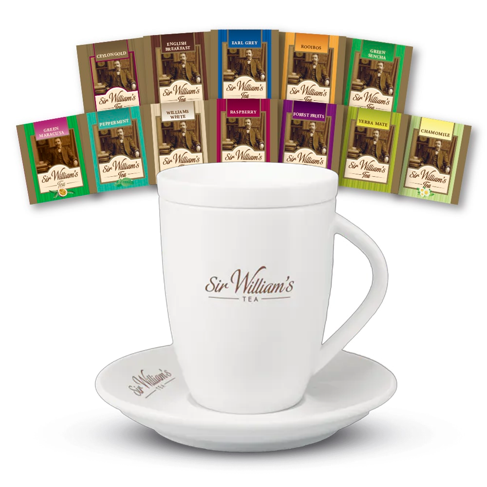 Zestaw prezentowy Sir William's Tea, 12 smaków, 12 sztuk + porcelanowy kubek