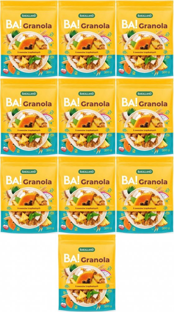 10x Granola Bakalland BA! 5 owoców tropikalnych, 300g