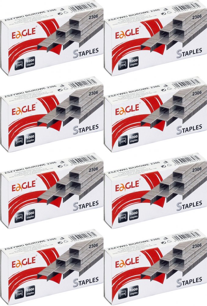 8x Zszywki specjalistyczne Eagle, 23/6, 1000 sztuk, srebrny