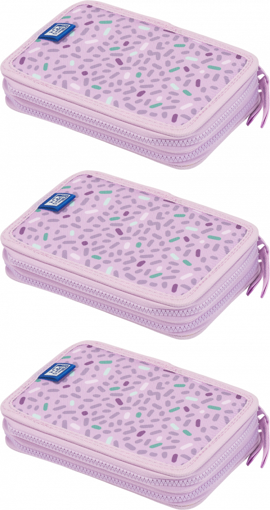 3x Piórnik 2-komorowy Oxford Kids, bez wyposażenia, 20x13x5cm, poliester, fioletowy