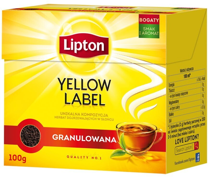 Outlet: USZKODZONE OPAKOWANIE Herbata czarna granulowana Lipton Yellow Label, 100g