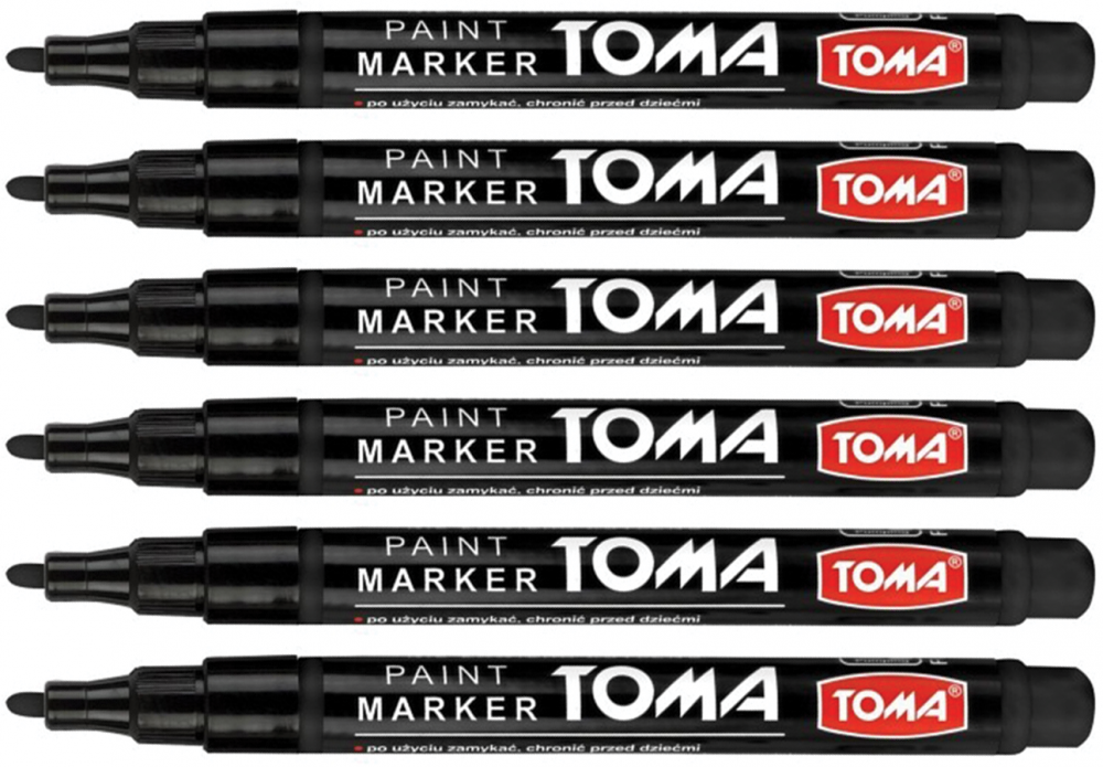 6x marker olejowy Toma TO-441, Fine, okrągła, 1.5 mm, czarny