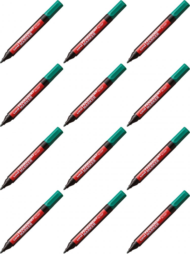 12x Marker permanentny Uni 320F, okrągła, zielony