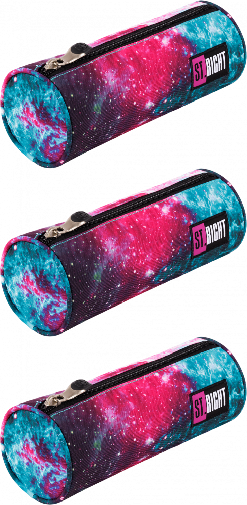 3x Piórnik tuba St.Right PU1 Nebula, bez wyposażenia, 23x9.5x6cm, wielokolorowy