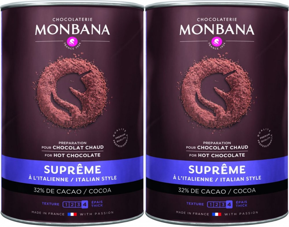 2x Czekolada do picia Monbana Supreme, puszka, 1kg