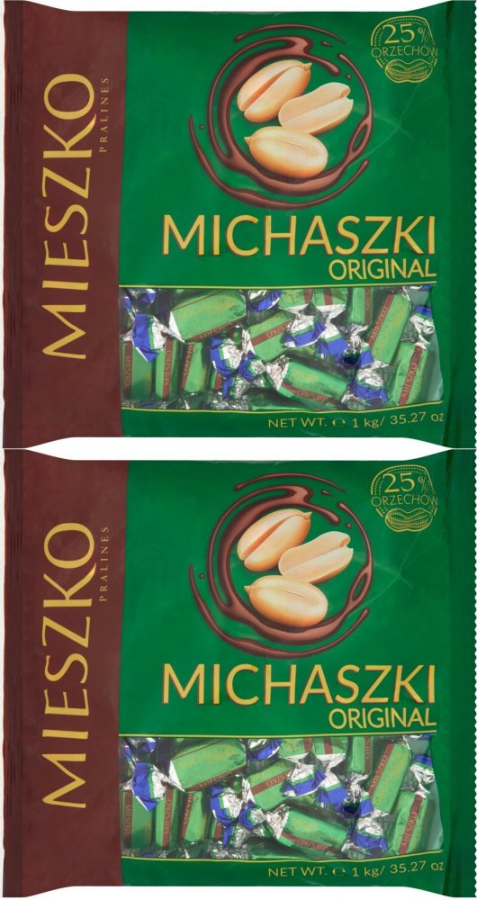 2x Cukierki Mieszko Michaszki Original, orzechowy w czekoladzie, 1kg