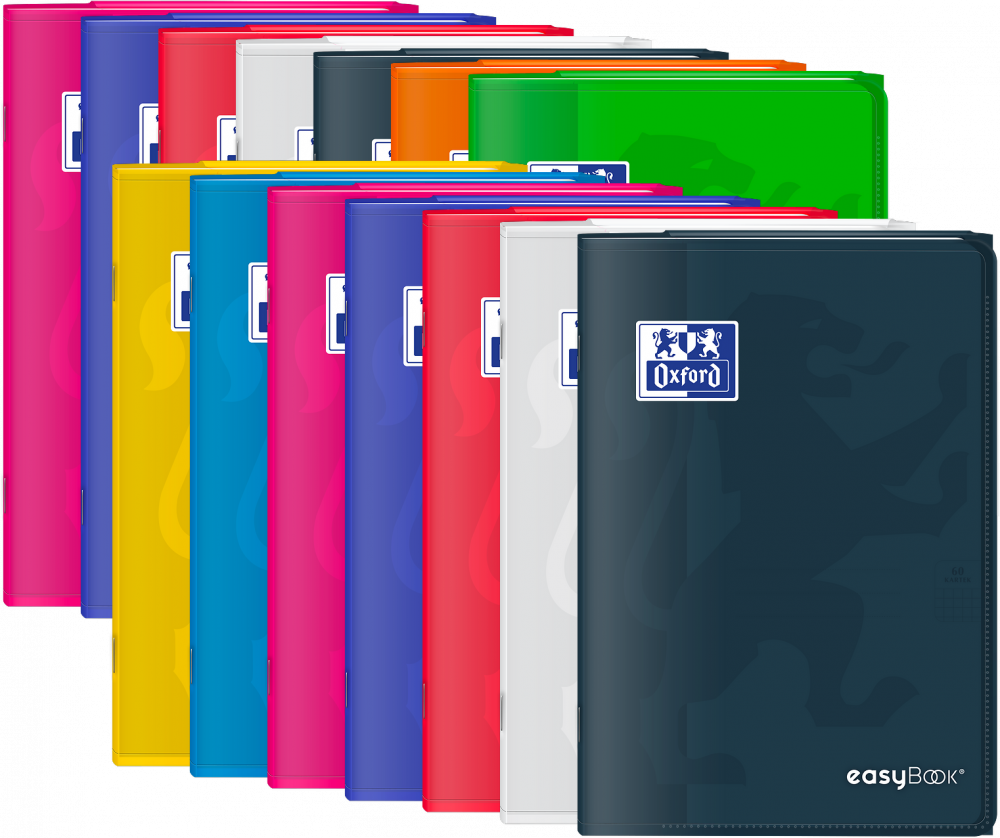 15x Zeszyt w kratkę Oxford easyBook, B5, 60 kartek, mix kolorów