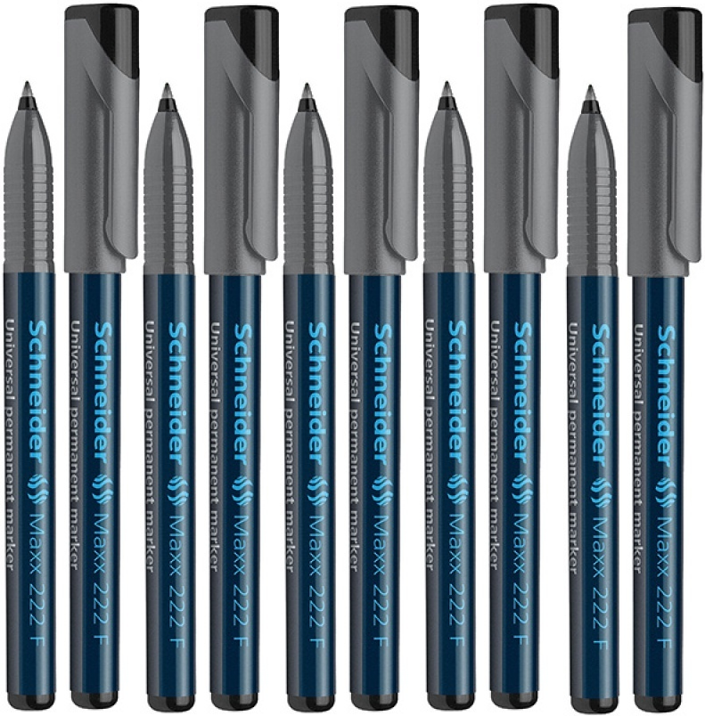 Foliopis permanentny Schneider Maxx 222, F, 0.7 mm, czarny 10szt