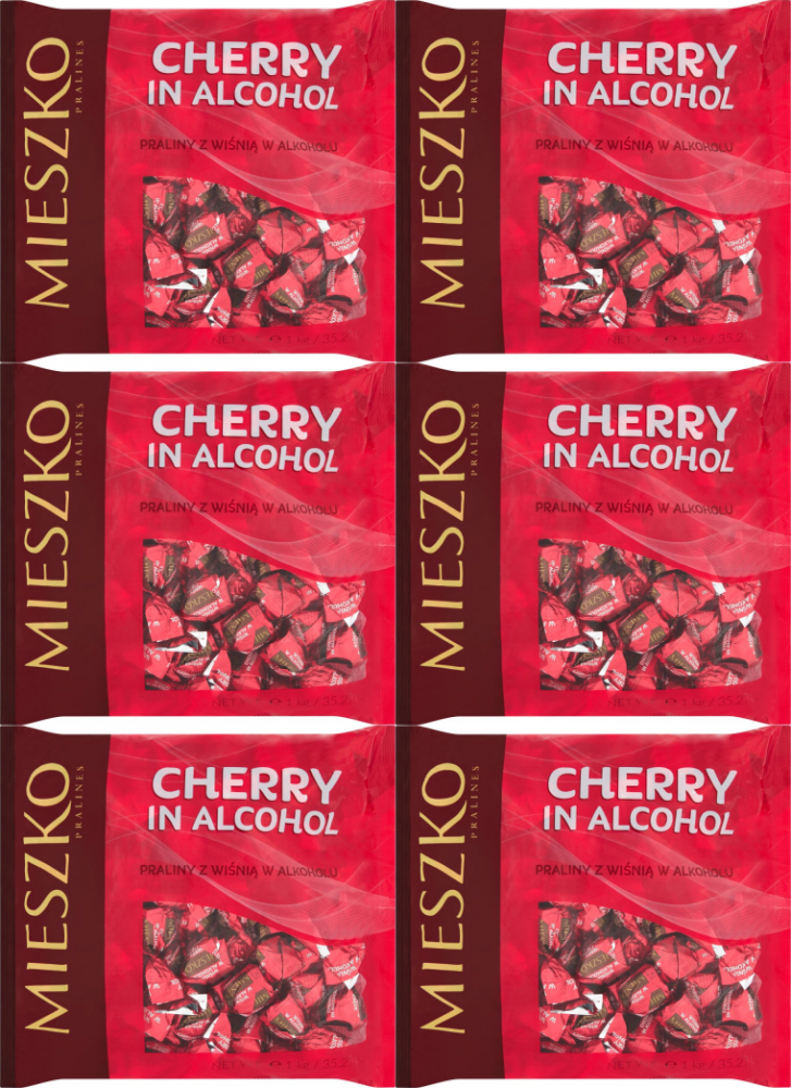 6x Praliny Mieszko Klejnoty Cherry in alcohol, czekoladowy z wiśnią w alkoholu, 1kg