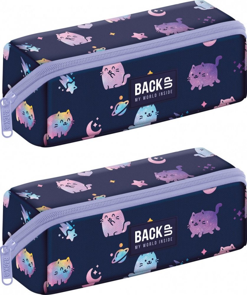 2x Piórnik szkolny BackUP 7 K Violet Kittens, 1-komorowy, bez wyposażenia