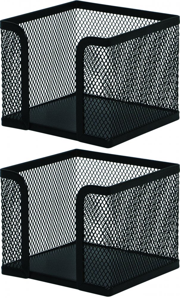 2x Pojemnik na karteczki Q-connect, Office Set, druciany, 95x80x95mm, czarny