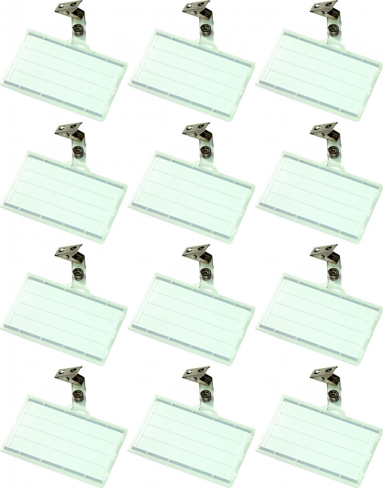 12x Identyfikator Donau, z klipsem, 92x58 mm, przezroczysty