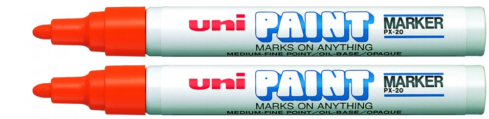 2x Marker olejowy Uni PX-20, okrągła, 2.2-2.8mm, pomarańczowy